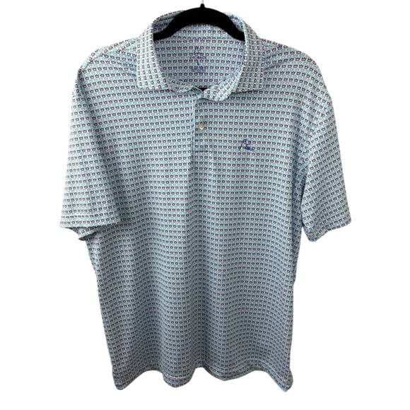 Rhoback Other - Rhoback Polo Men's Large Purple & Teal Crowns Print Golf Performance